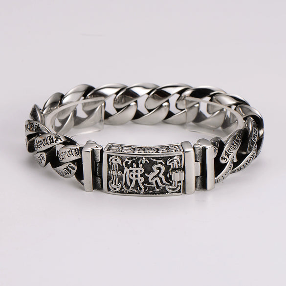 Wholesale Men's Retro Punk Hiphop Geometric Stainless Steel Electroplated Bracelet