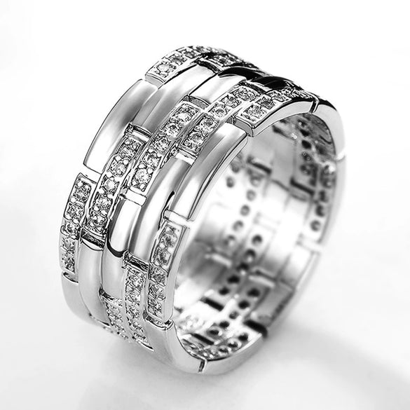 Wholesale Men's Ring Copper Geometric Micro Inlaid Zircon Light Luxury Style