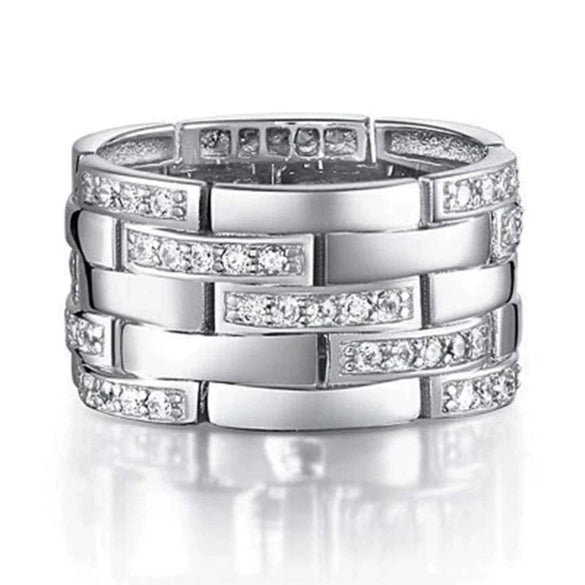 Wholesale Men's Ring Copper Geometric Micro Inlaid Zircon Light Luxury Style