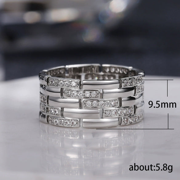 Wholesale Men's Ring Copper Geometric Micro Inlaid Zircon Light Luxury Style