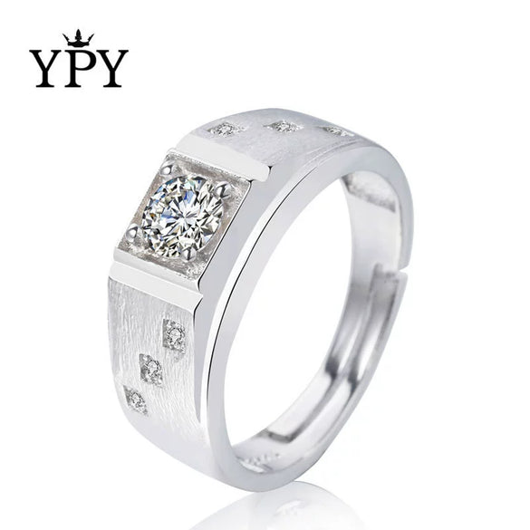 Wholesale Men's S925 Sterling Silver Geometric Ring With Electroplating Adjustable