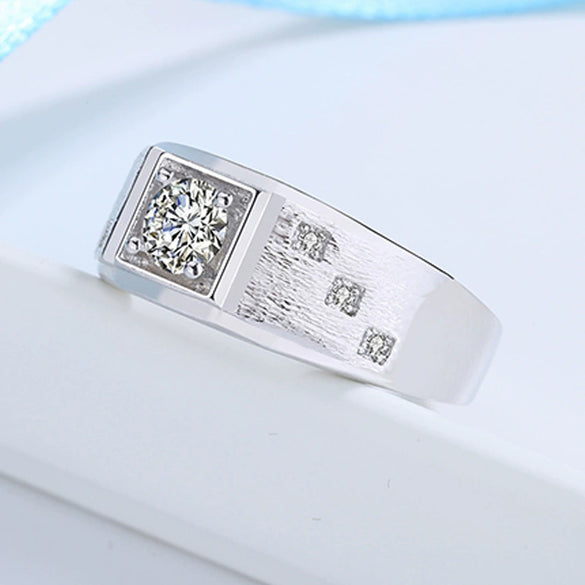 Wholesale Men's S925 Sterling Silver Geometric Ring With Electroplating Adjustable