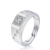 Wholesale Men's S925 Sterling Silver Geometric Ring With Electroplating Adjustable