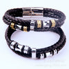 Wholesale Men's Simple Geometric Artificial Leather And Titanium Steel Braided Electroplated Bracelet Jewelry