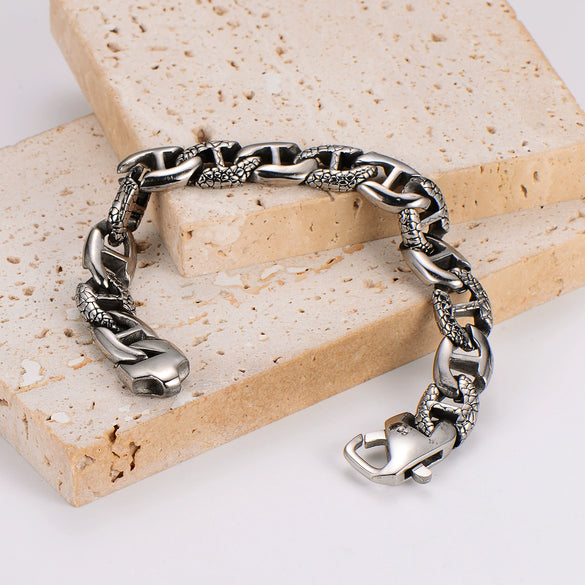 Wholesale Men's Simple Geometric Pattern Electroplated Stainless Steel Bracelet