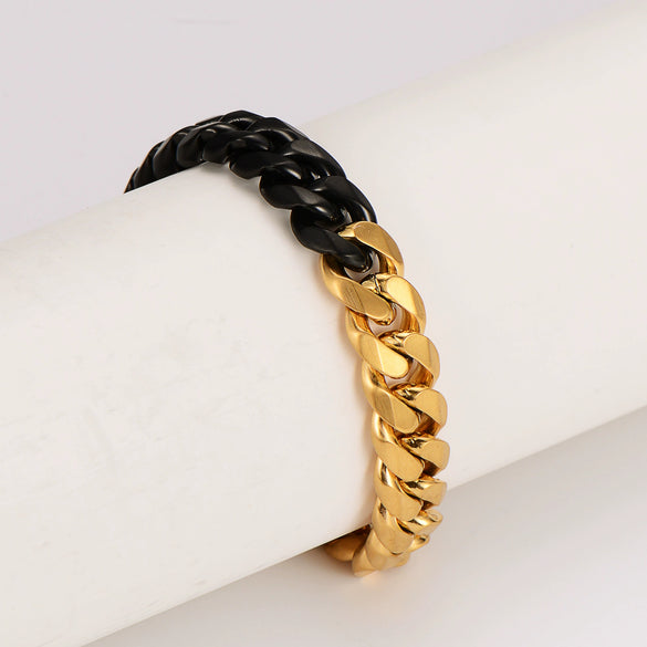 Wholesale Men's Simple Geometric Stainless Steel Electroplated Cuban Chain Bracelet