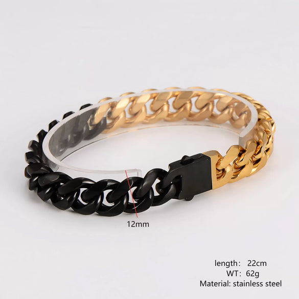 Wholesale Men's Simple Geometric Stainless Steel Electroplated Cuban Chain Bracelet