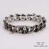 Wholesale Men's Simple Geometric Stainless Steel Electroplated Double Row Skull Bracelet