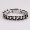 Wholesale Men's Simple Geometric Stainless Steel Electroplated Double Row Skull Bracelet