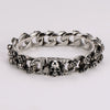 Wholesale Men's Simple Geometric Stainless Steel Electroplated Double Row Skull Bracelet