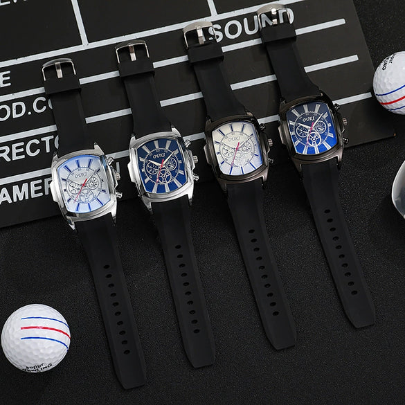 Wholesale Men's Sport Style Barrelshaped Alloy Case Rubber Strap Quartz Watch