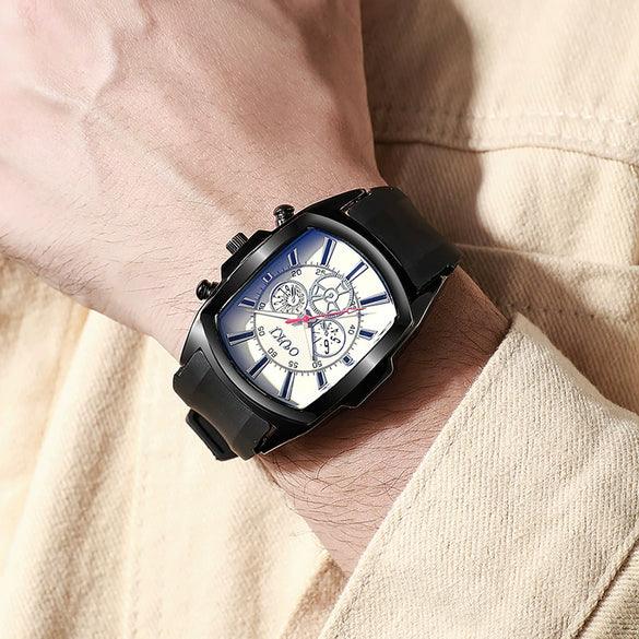 Wholesale Men's Sport Style Barrelshaped Alloy Case Rubber Strap Quartz Watch