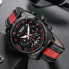 Wholesale Men's Sports Multifunction Chronograph Waterproof Luminous Quartz Watch Alloy Case Leather Strap Round Dial
