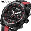 Wholesale Men's Sports Multifunction Chronograph Waterproof Luminous Quartz Watch Alloy Case Leather Strap Round Dial