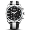 Wholesale Men's Sports Multifunction Chronograph Waterproof Luminous Quartz Watch Alloy Case Leather Strap Round Dial