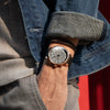 Wholesale Men's Sports Quartz Watch Alloy Case Genuine Leather Strap Round Dial