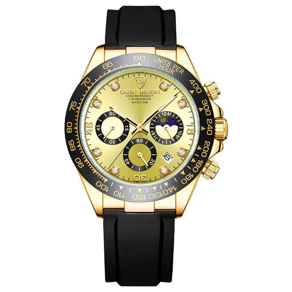 Wholesale Men's Sports Quartz Watch With Leather And Silicone Strap Alloy Case Mineral Reinforced Glass Mirror And Racing Dial