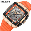 Wholesale Men's Sports Square Alloy Case Silicone Strap Quartz Watch