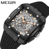 Wholesale Men's Sports Square Alloy Case Silicone Strap Quartz Watch