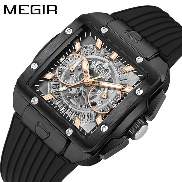 Wholesale Men's Sports Square Alloy Case Silicone Strap Quartz Watch