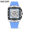 Wholesale Men's Sports Square Alloy Case Silicone Strap Quartz Watch