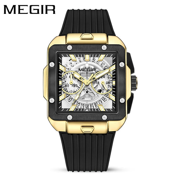 Wholesale Men's Sports Square Alloy Case Silicone Strap Quartz Watch