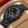 Wholesale Men's Sports Stainless Steel Band Round Dial Quartz Watch With Threeeye Sixpin Multifunction Waterproof Calendar