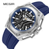 Wholesale Men's Sports Watch Mechanical Movement Stainless Steel Case Silicone Strap Waterproof Hollow Luminous
