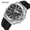 Wholesale Men's Sports Watch Mechanical Movement Stainless Steel Case Silicone Strap Waterproof Hollow Luminous