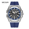 Wholesale Men's Sports Watch Mechanical Movement Stainless Steel Case Silicone Strap Waterproof Hollow Luminous