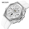 Wholesale Men's Sports Watch Mechanical Movement Stainless Steel Case Silicone Strap Waterproof Hollow Luminous