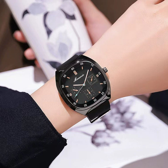 Wholesale Men's Sports Watch Wine Barrel Shape Silicone Strap Plastic Case Stainless Steel Buckle