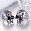 Wholesale Men's Stainless Steel Cross Ghost Head Skull Ring With Polishing Process