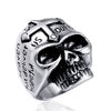 Wholesale Men's Stainless Steel Cross Ghost Head Skull Ring With Polishing Process