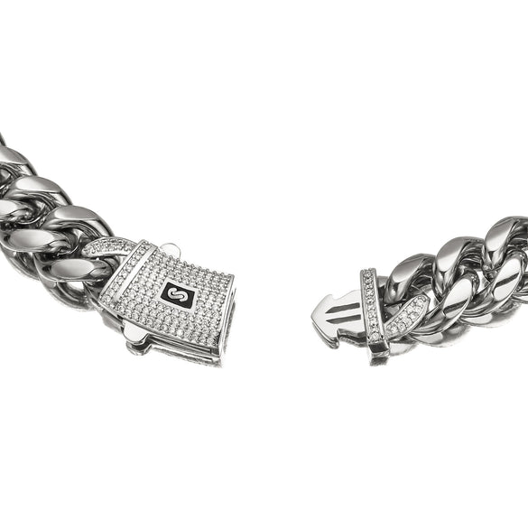 Wholesale Men's Stainless Steel Cuban Chain Necklace With Geometric Pattern Polished And Electroplated