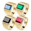 Wholesale Men's Stainless Steel Geometric Gemstone Ring With Electroplating