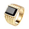 Wholesale Men's Stainless Steel Geometric Gemstone Ring With Electroplating