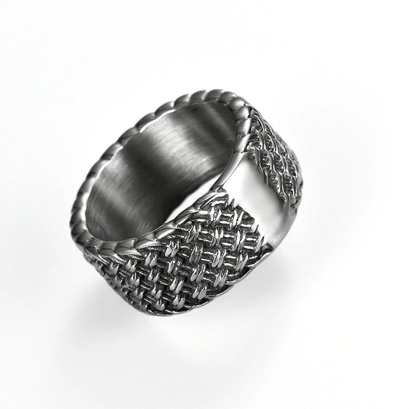 Wholesale Men's Stainless Steel Geometric Retro Ring With Polishing