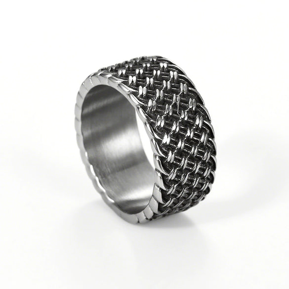 Wholesale Men's Stainless Steel Geometric Retro Ring With Polishing