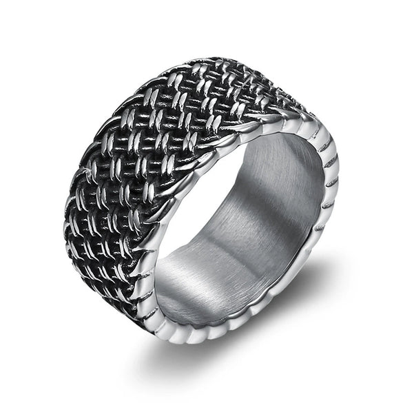 Wholesale Men's Stainless Steel Geometric Retro Ring With Polishing