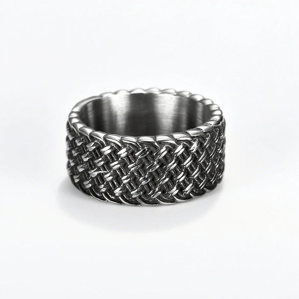 Wholesale Men's Stainless Steel Geometric Retro Ring With Polishing