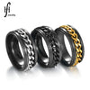Wholesale Men's Stainless Steel Geometric Rotatable Embossed Ring With Electroplating