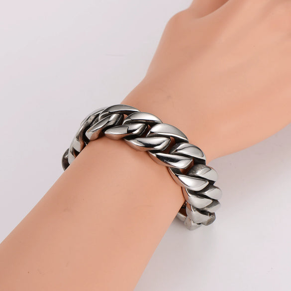 Wholesale Men's Stainless Steel Geometric Simple Polish Cuban Chain Jewelry