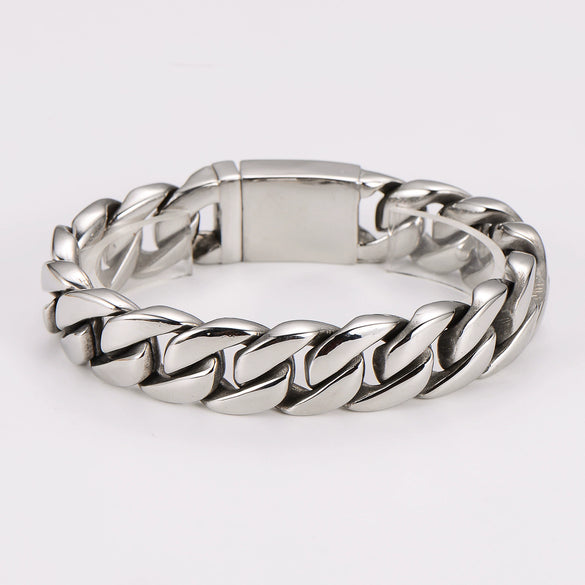 Wholesale Men's Stainless Steel Geometric Simple Polish Cuban Chain Jewelry