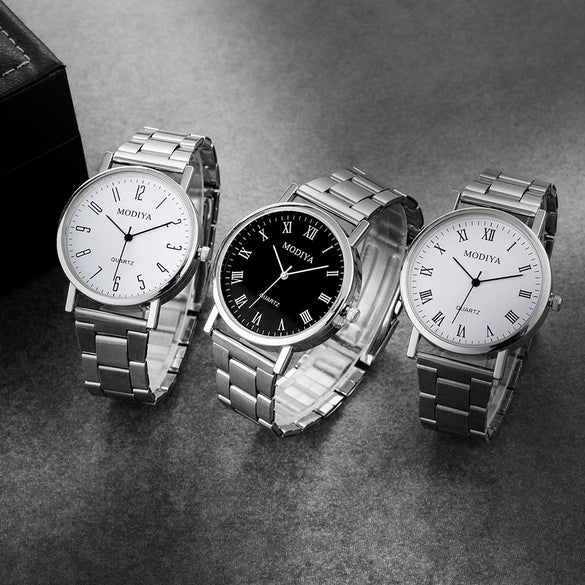 Wholesale Men's Stainless Steel Simple Quartz Watches With Round Dial And Single Folding Buckle Decorative And Leisure Style