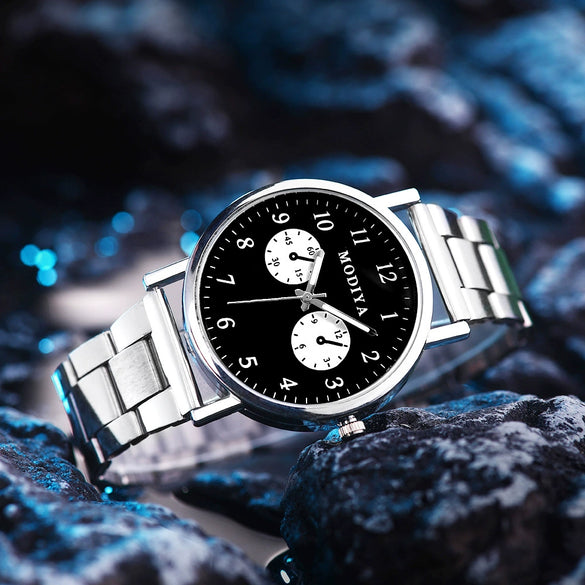 Wholesale Men's Stainless Steel Simple Quartz Watches With Round Dial And Single Folding Buckle Decorative And Leisure Style