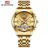 Wholesale Men's Stainless Steel Tourbillon Nonautomatic Mechanical Multifunction Leisure Round Dial Waterproof Watch