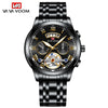 Wholesale Men's Stainless Steel Tourbillon Nonautomatic Mechanical Multifunction Leisure Round Dial Waterproof Watch