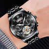 Wholesale Men's Stainless Steel Tourbillon Nonautomatic Mechanical Multifunction Leisure Round Dial Waterproof Watch