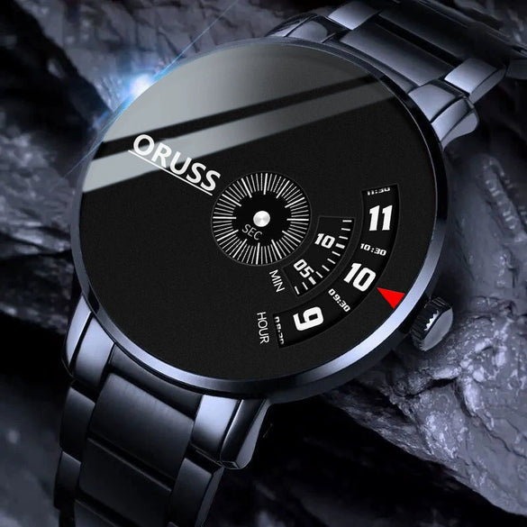 Wholesale Men's Steel Mirror Automatic Quartz Watch Leisure Style Round Dial Stainless Steel Clasp Mineral Strengthened Glass Mirror